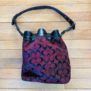 Coach Maroon and Black Bucket Bag